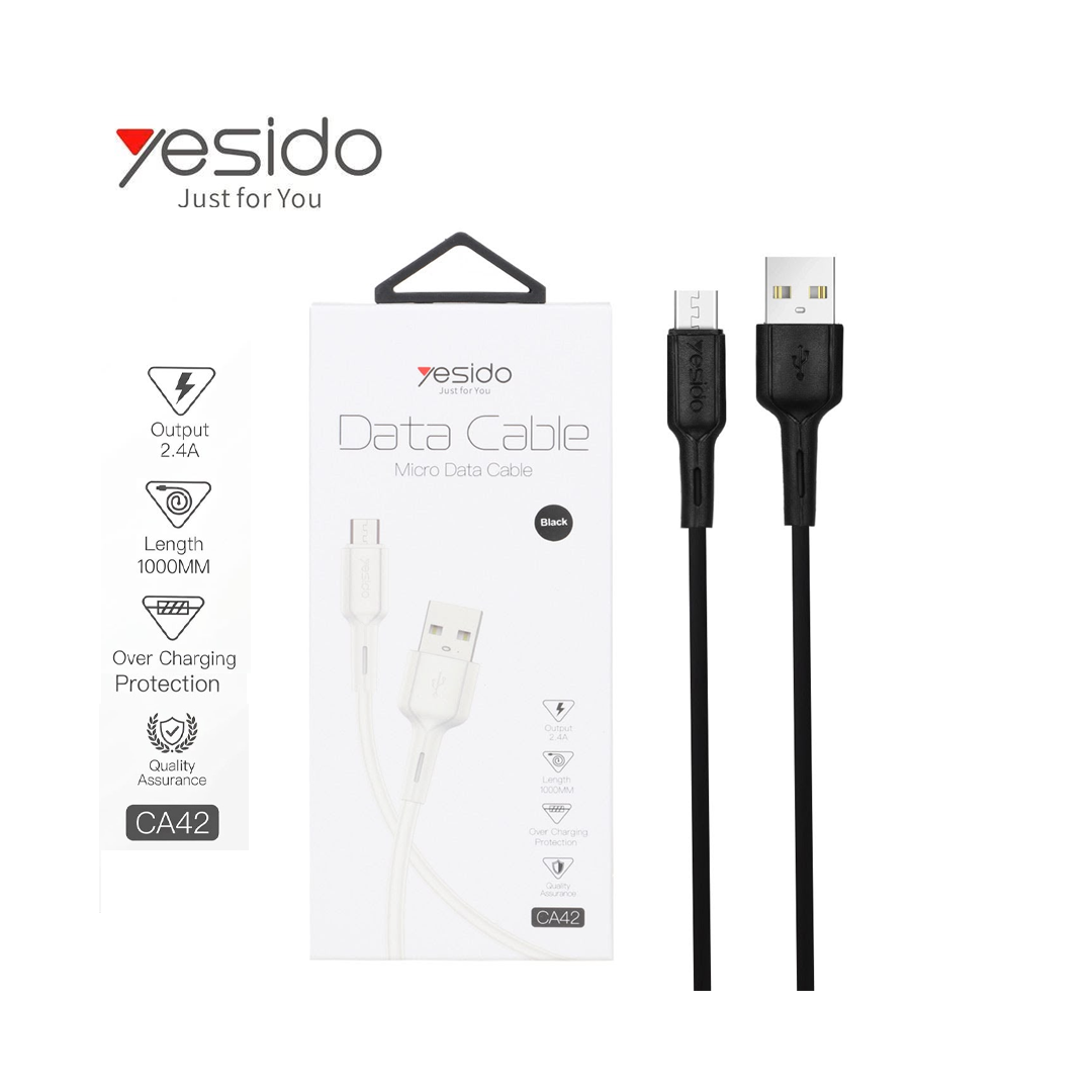 Câble Micro-USB Vers USB-A 2.4A Fast Charge - Yesido CA42 (1m) - Noir