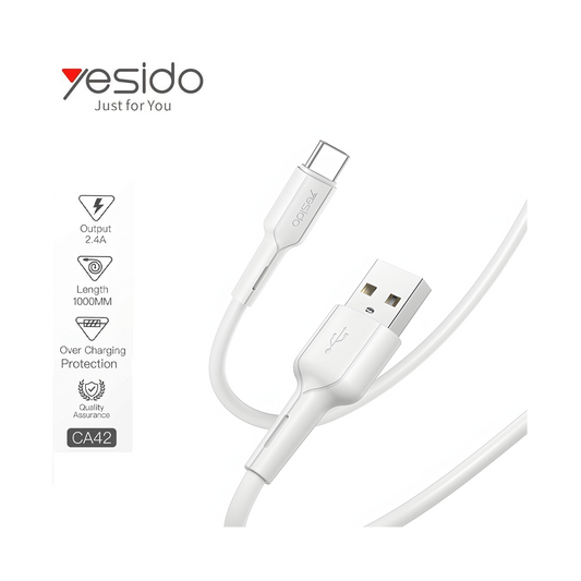 Câble Micro-USB Vers USB-A 2.4A Fast Charge - Yesido CA42 (1m) - Noir