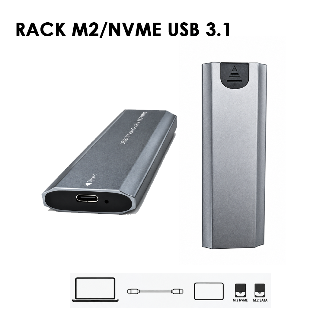 Boitier SSD M.2 NVMe/NGFF USB-C 3.1