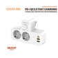 SIYOTEAM SE2337 - Multiprise murale à 2 prises Schuko avec veilleuse LED tactile intégrée, 1 port USB-C et 2 ports USB-A