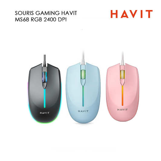 SOURIS GAMING HAVIT MS68 RGB 2400 DPI