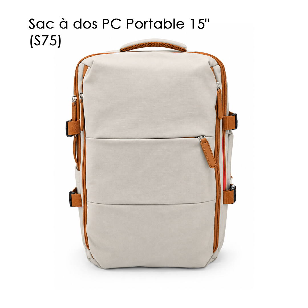 Sac à dos PC Portable 15" (S75) Beige & Cognac