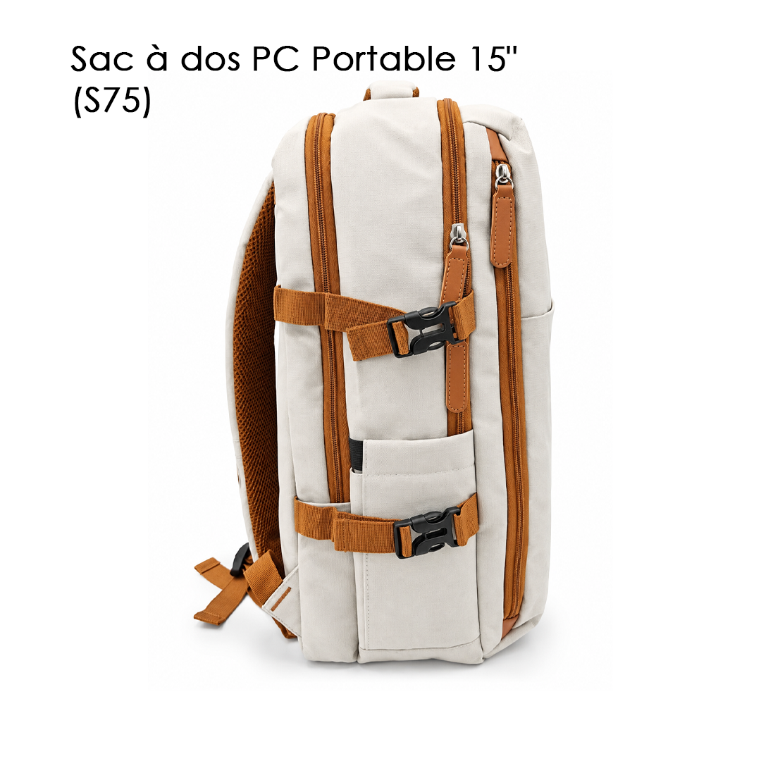 Sac à dos PC Portable 15" (S75) Beige & Cognac