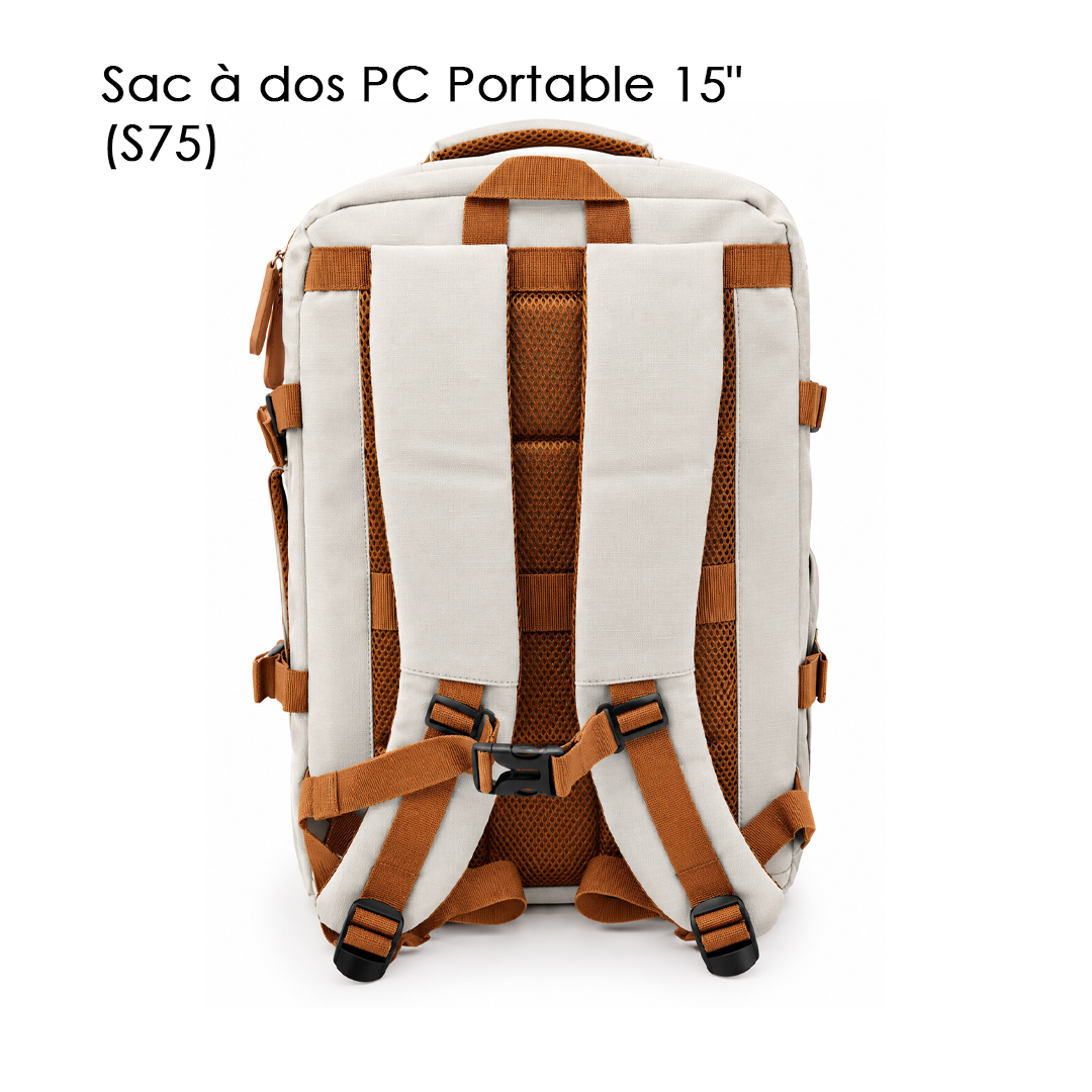 Sac à dos PC Portable 15" (S75) Beige & Cognac