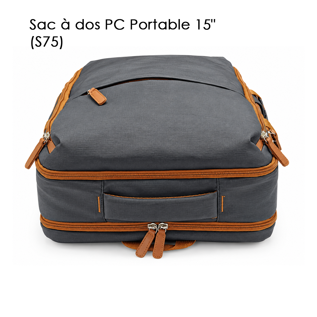 Sac à dos PC Portable 15" (S75) Gris & Cognac