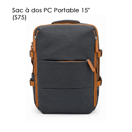 Sac à dos PC Portable 15" (S75) Gris & Cognac