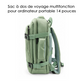 Sac à dos de voyage multifonction - Sacoche pour PC Portable 14 pouces Vert - S601