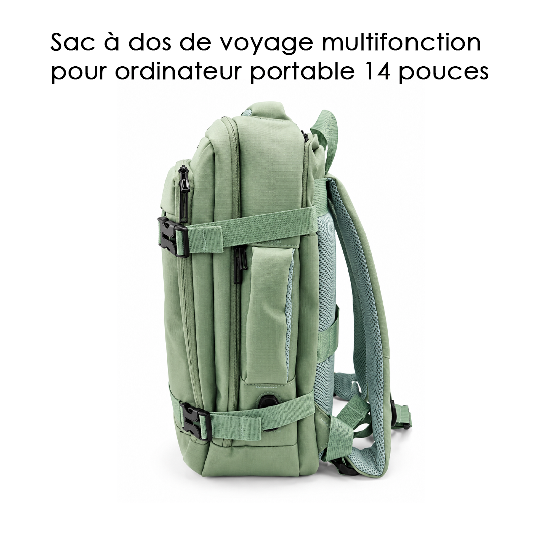 Sac à dos de voyage multifonction - Sacoche pour PC Portable 14 pouces Vert - S601