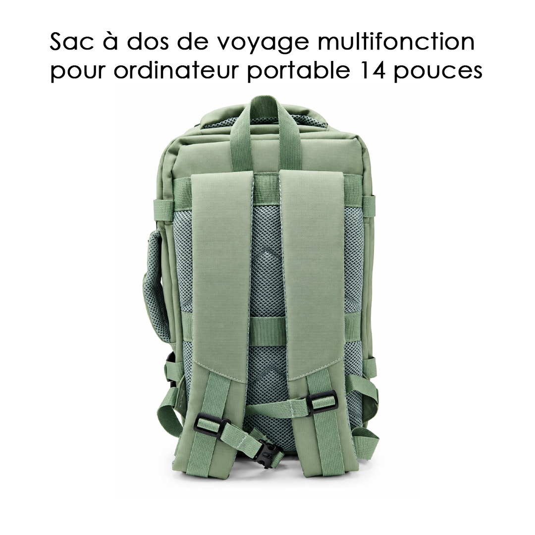 Sac à dos de voyage multifonction - Sacoche pour PC Portable 14 pouces Vert - S601