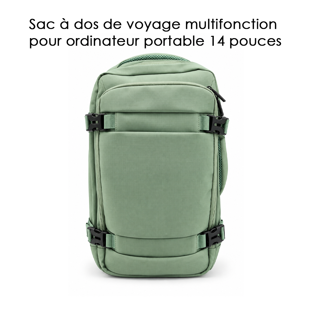 Sac à dos de voyage multifonction - Sacoche pour PC Portable 14 pouces Vert - S601