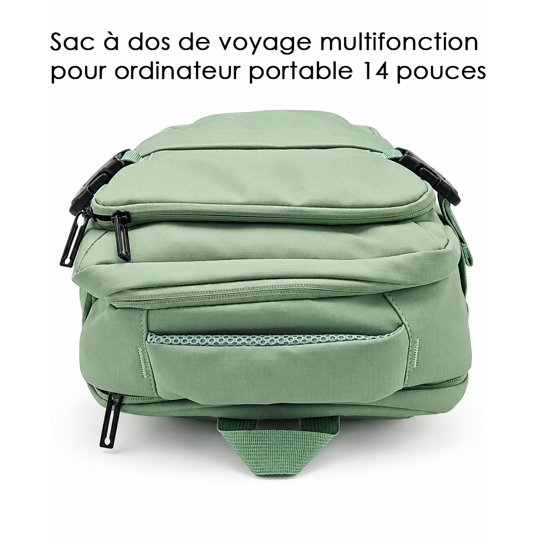 Sac à dos de voyage multifonction - Sacoche pour PC Portable 14 pouces Vert - S601