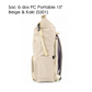 Sac à dos PC Portable 15" Beige & Kaki (S501)