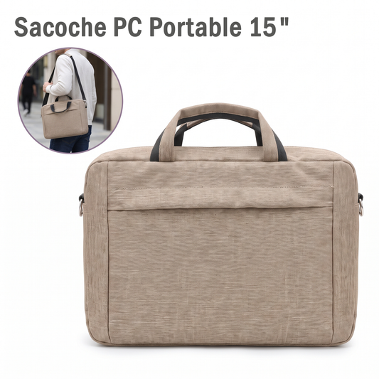 Sacoche PC Portable 15" - simple - Beige