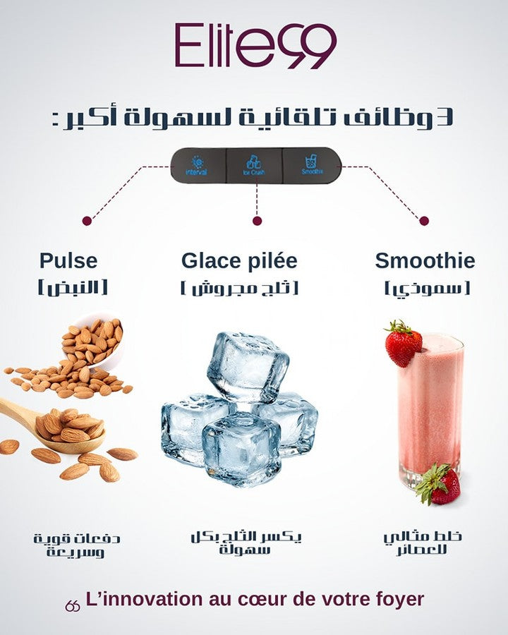 Elite99 – ELT-2440 – Blender de Cuisine - Puissance 1600 W