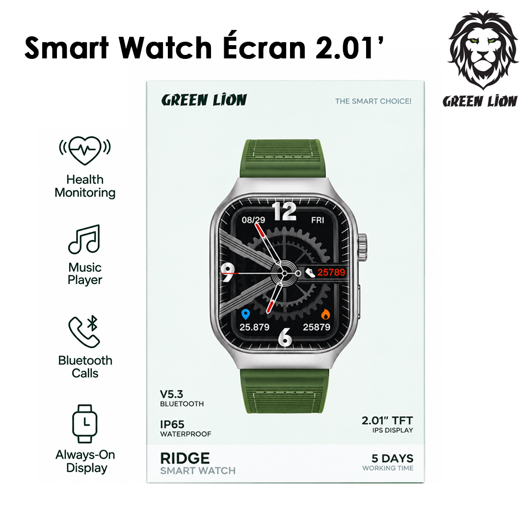Smart Watch Green Lion Ridge - Écran 2.01" TFT IPS - Bluetooth 5.3