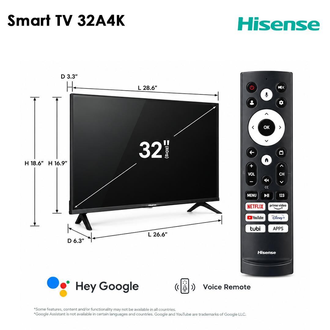 TV 32" SMART HISENSE 32A4K SERIE K