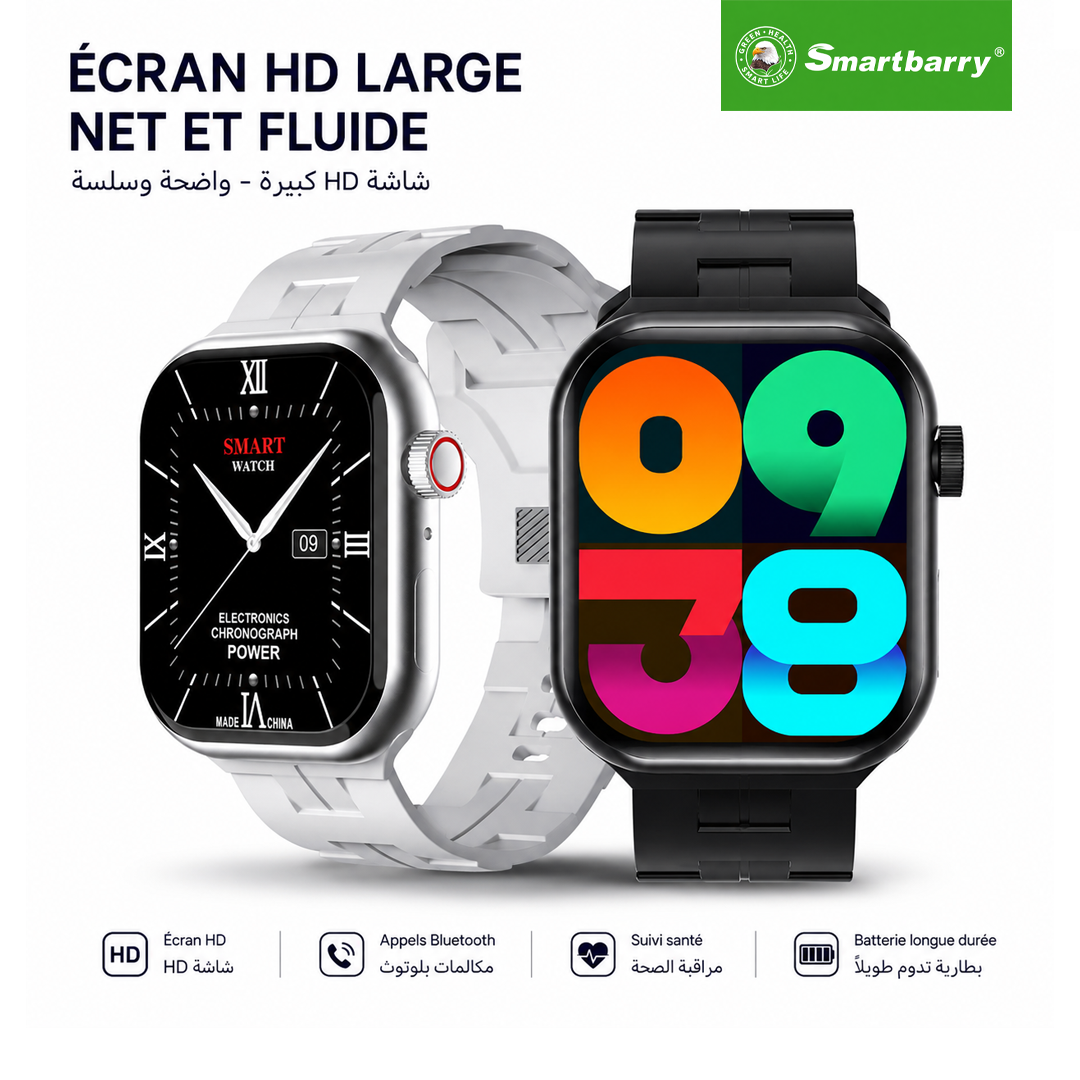 Smartbarry HU88, montre connectée écran TFT 2.2" avec 3 bracelets