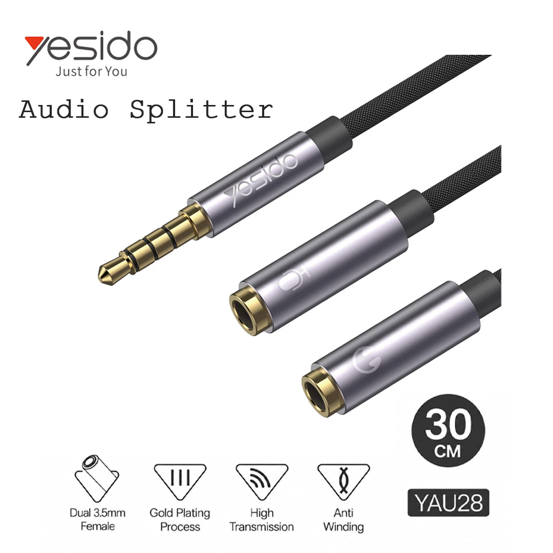 Splitter Audio 3.5mm Yesido YAU28 pour Casque et Micro (30cm)