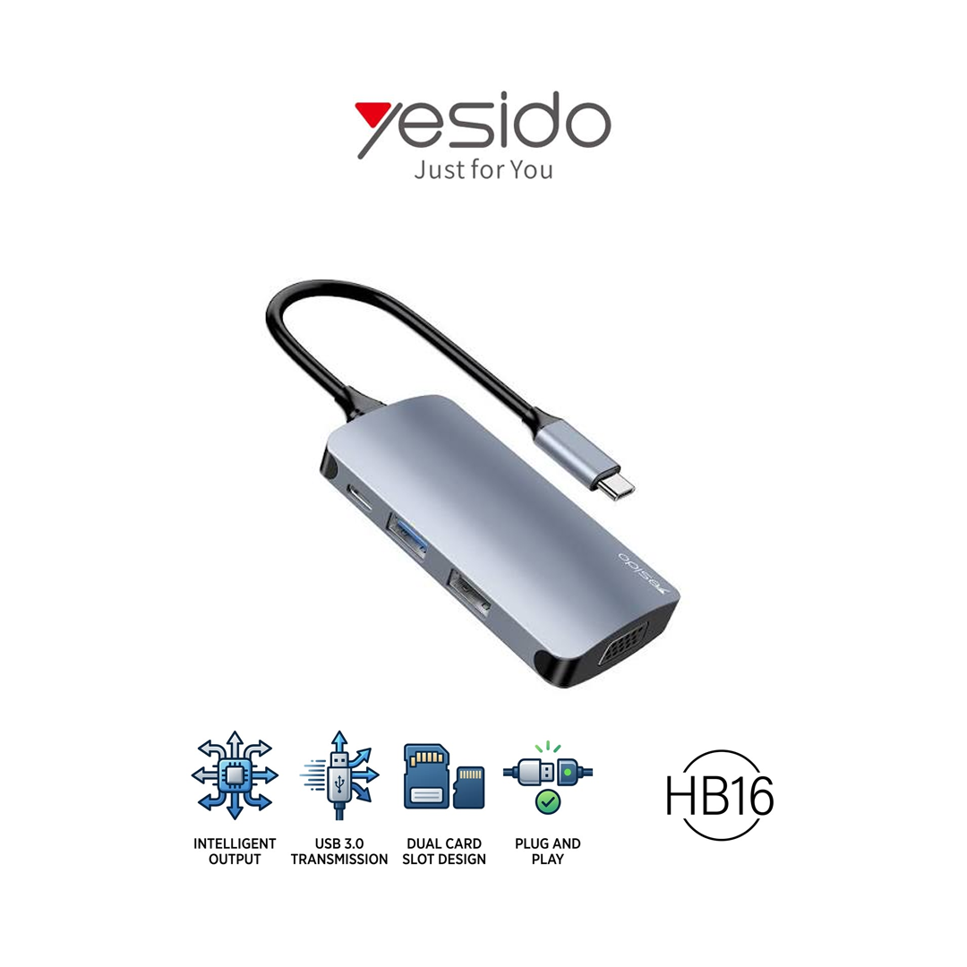 Station d'accueil Hub USB-C 7-en-1 Yesido HB16