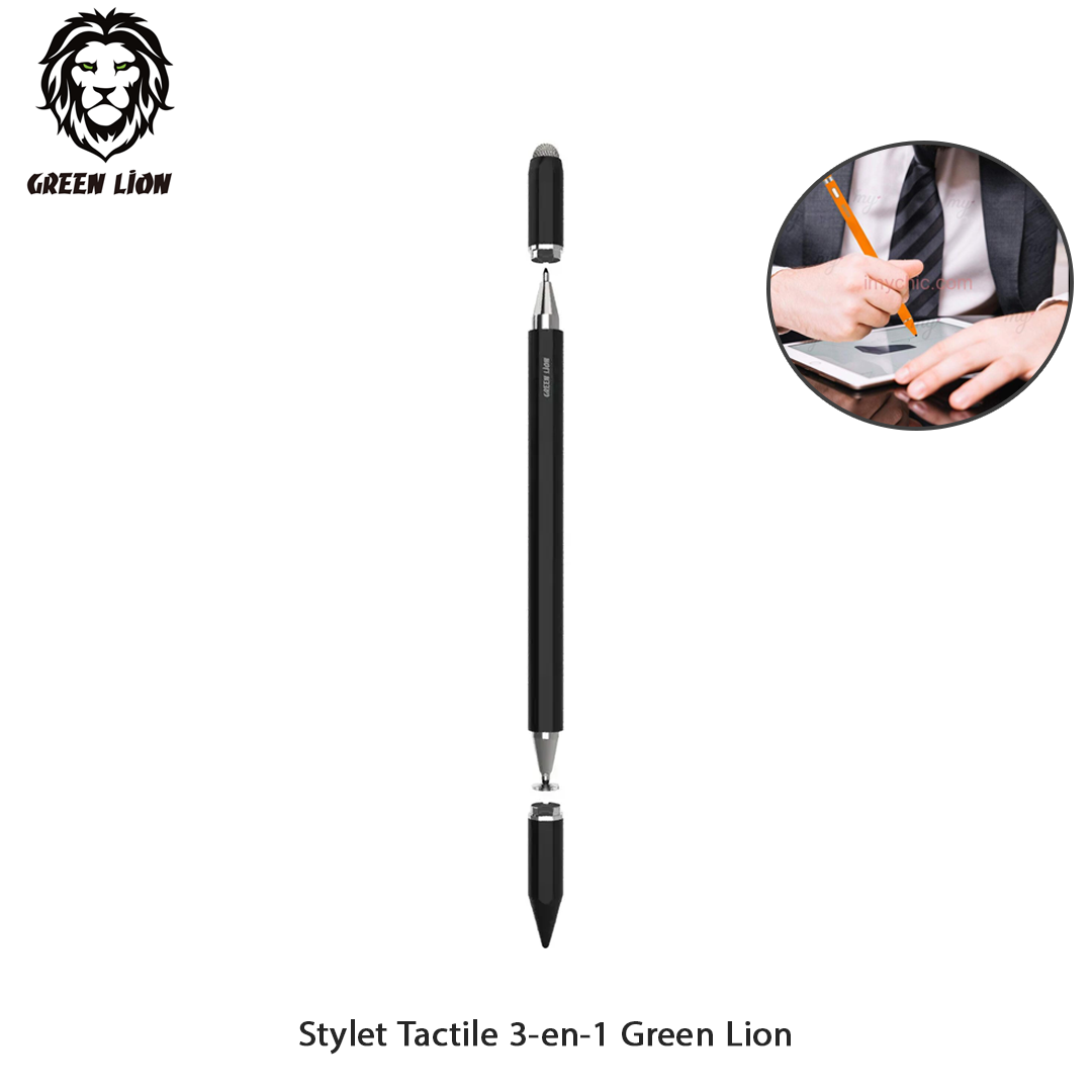 Stylet Tactile 3-en-1 Green Lion pour Écran Tactile (Tablette & Smartphone)