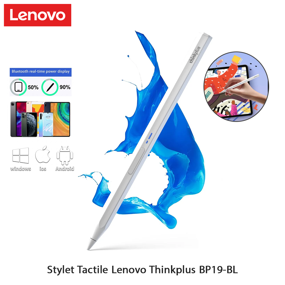 Stylet Tactile Bluetooth Lenovo Thinkplus BP19-BL pour Tablettes & Écrans
