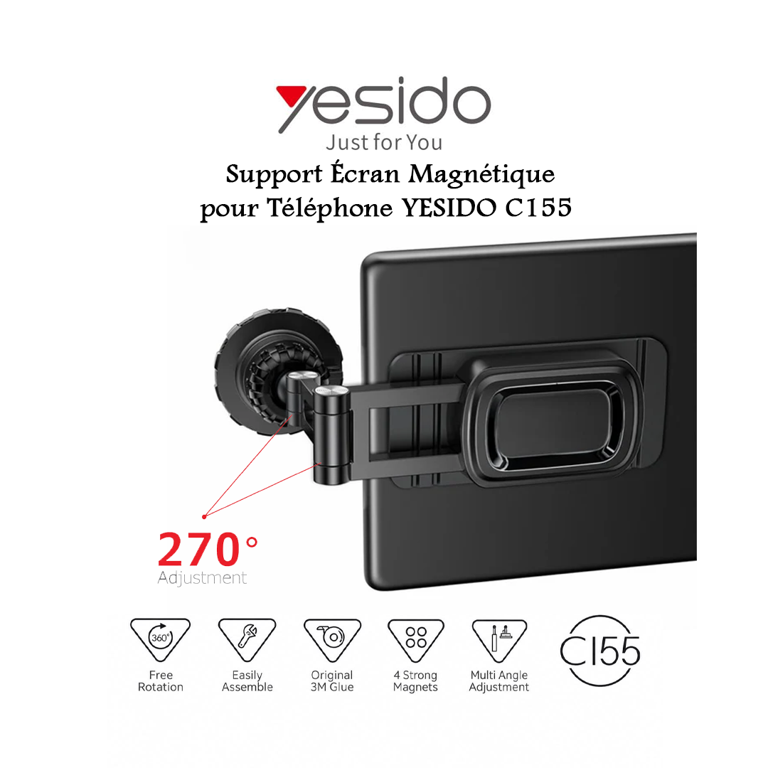 Support Téléphone Magnétique pour Écran Central de Voiture - YESIDO C155
