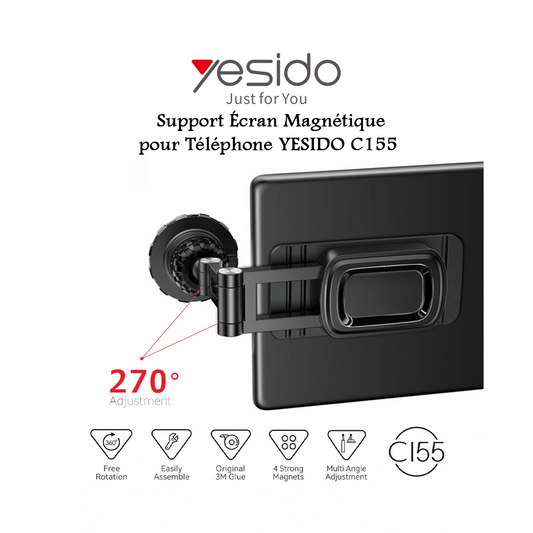 Support Téléphone Magnétique pour Écran Central de Voiture - YESIDO C155