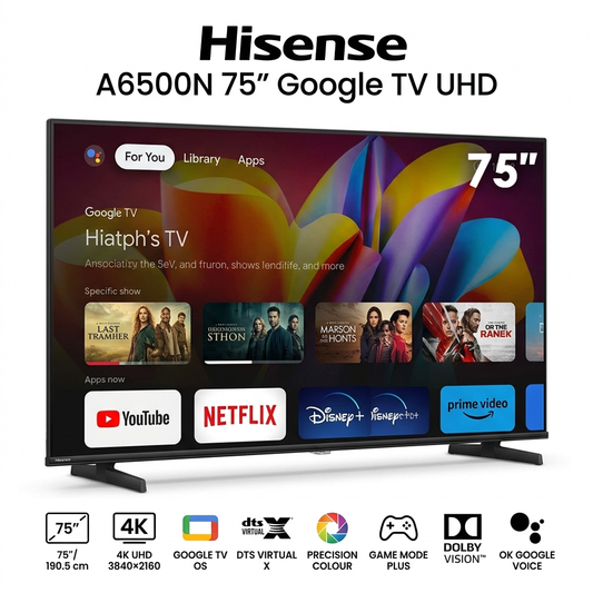 Hisense A6500N – Téléviseur 75 Pouces 4K UHD Smart TV (Google TV / Dolby Vision / 4K AI Upscaler)