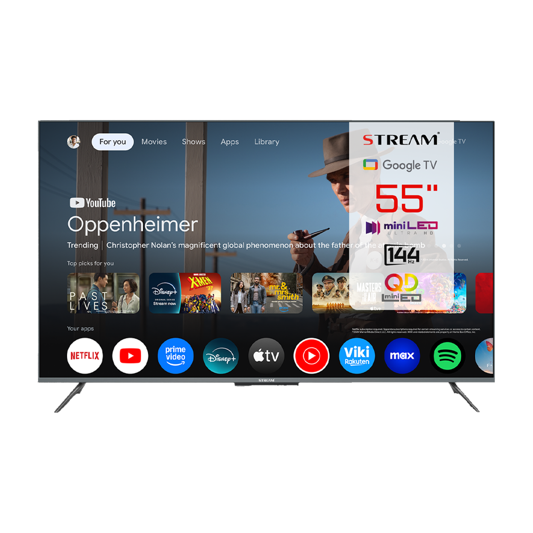 Téléviseur STREAM 55" Mini LED 4K UHD Smart Google TV (144Hz) - Série Gaming