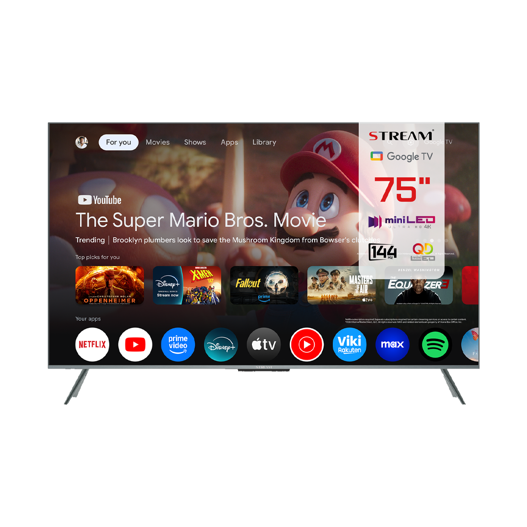 Téléviseur STREAM 75" Mini LED 4K UHD Smart Google TV (144Hz)