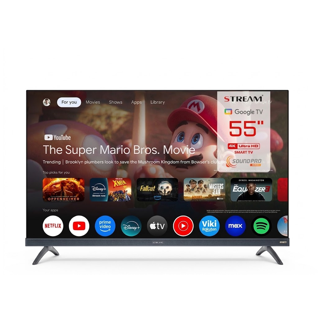 Téléviseur Stream 55" QLED 4K Ultra HD Smart TV avec Google TV - SoundPro Series