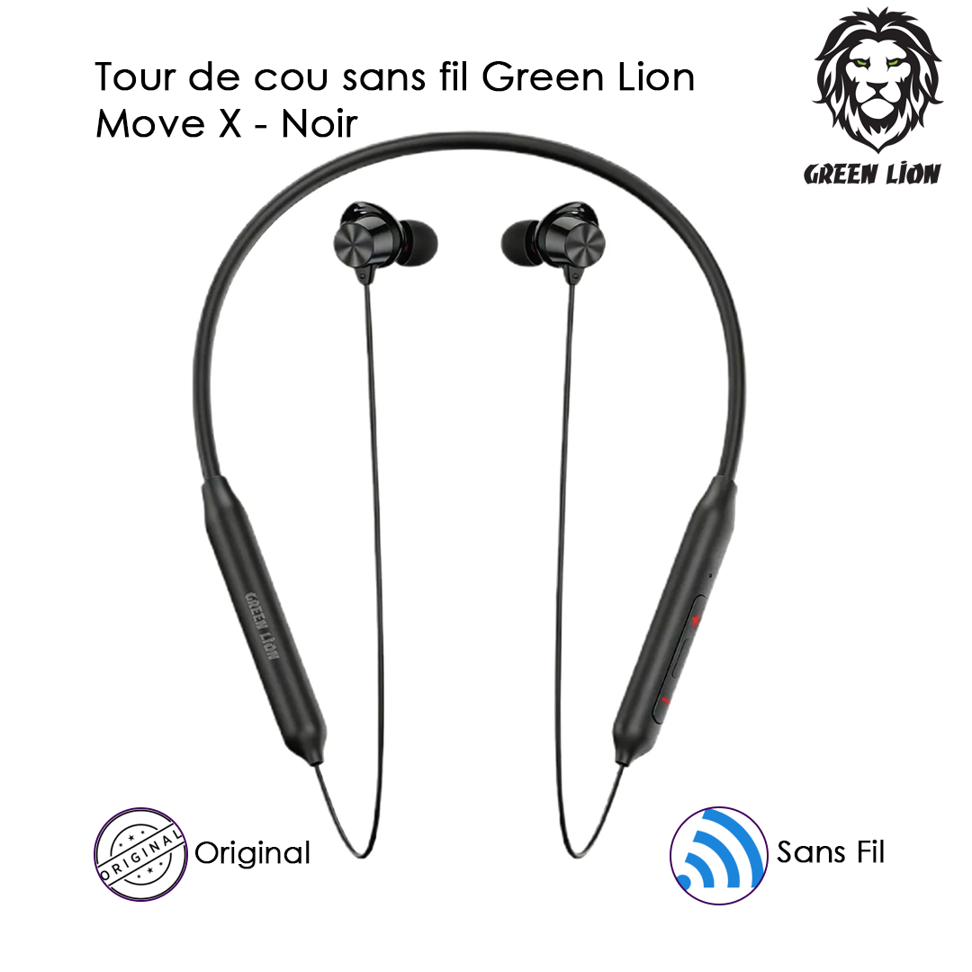 Green Lion Move X - Écouteurs Neckband Bluetooth 5.3 Noir