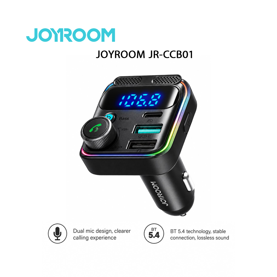 Transmetteur FM Bluetooth Voiture JOYROOM JR-CCB01 - 81W avec Double Micro