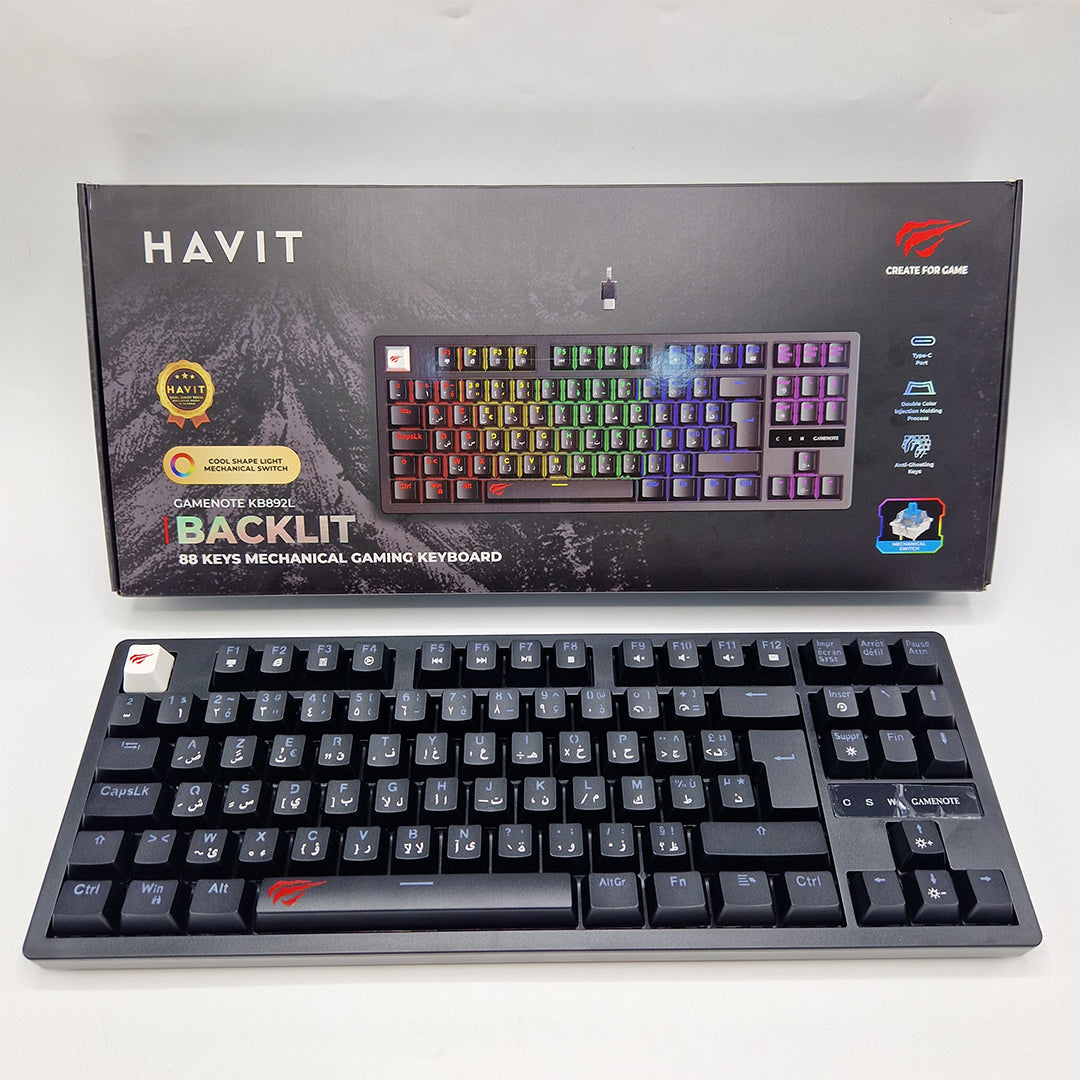 Clavier Gaming Mécanique HAVIT 88 Touches – Effet Lumineux Mécanique Switch – KB892L