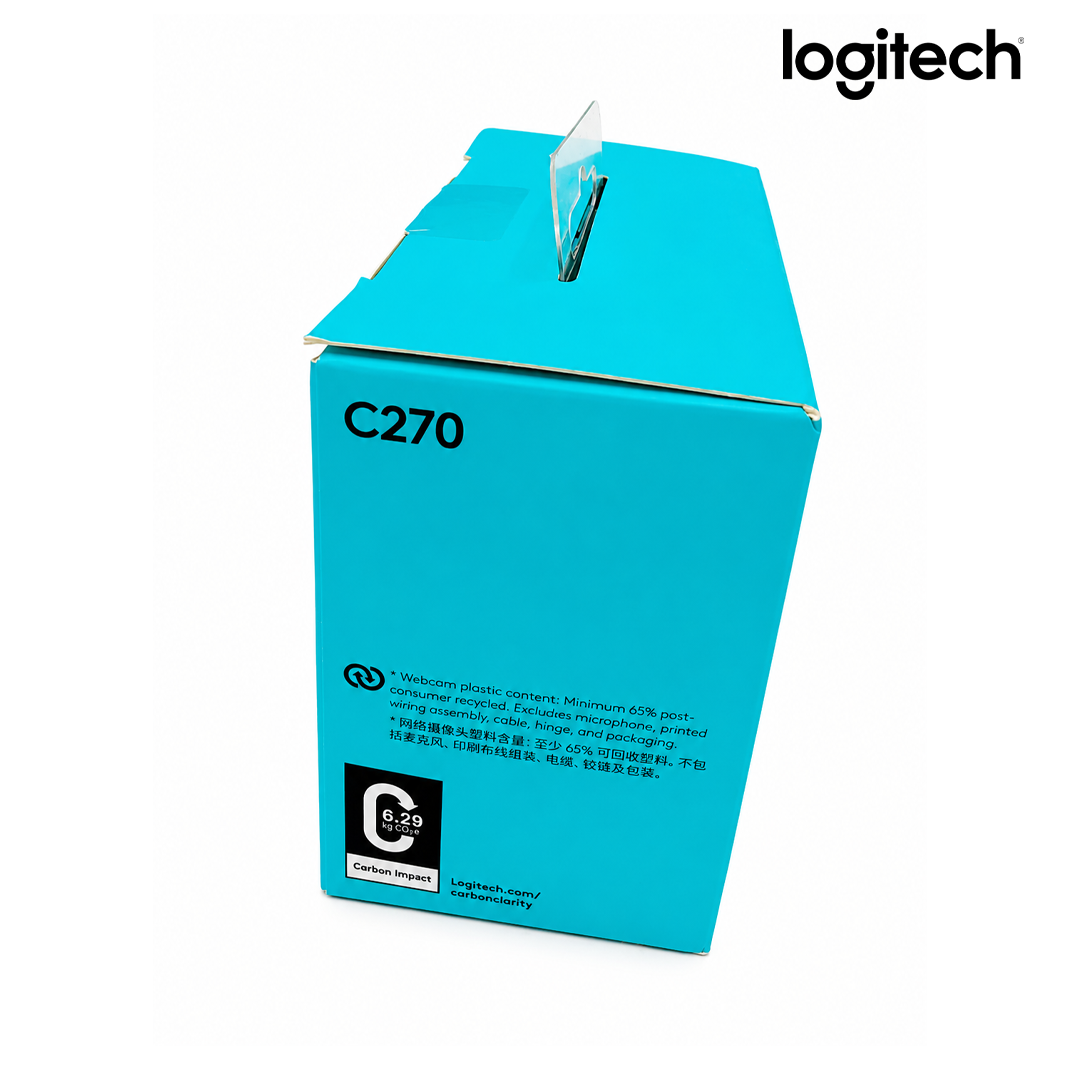 Webcam HD Logitech C270, résolution 720p à 30fps, micro intégré anti-bruit, USB Plug & Play. Idéale pour le télétravail. Livraison rapide en Algérie.