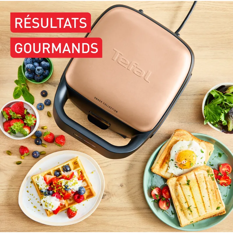 Tefal – SW863JF0 – Appareil a Gaufre et Croque-Monsieur - 4 Plaques Amovibles