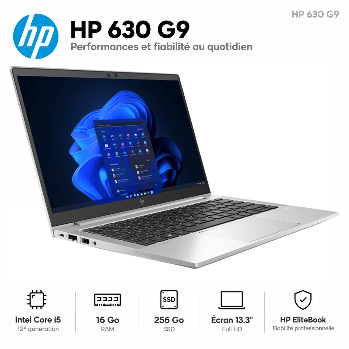 HP ProBook 630 G9 – Intel® Core™ i5-1235U - RAM 8GB - SSD 256GB - Ecran 13.3″ Full HD - Utilisé – Excellent État
