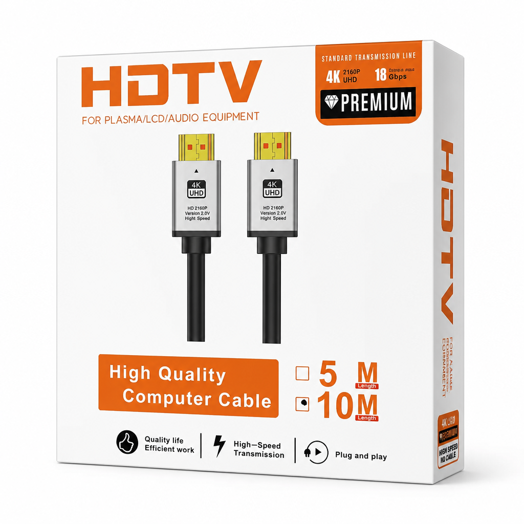 HDTV Premium High Speed Cable – Cable HDMI 2.0 4K UHD (10 m) – 18 Gbps