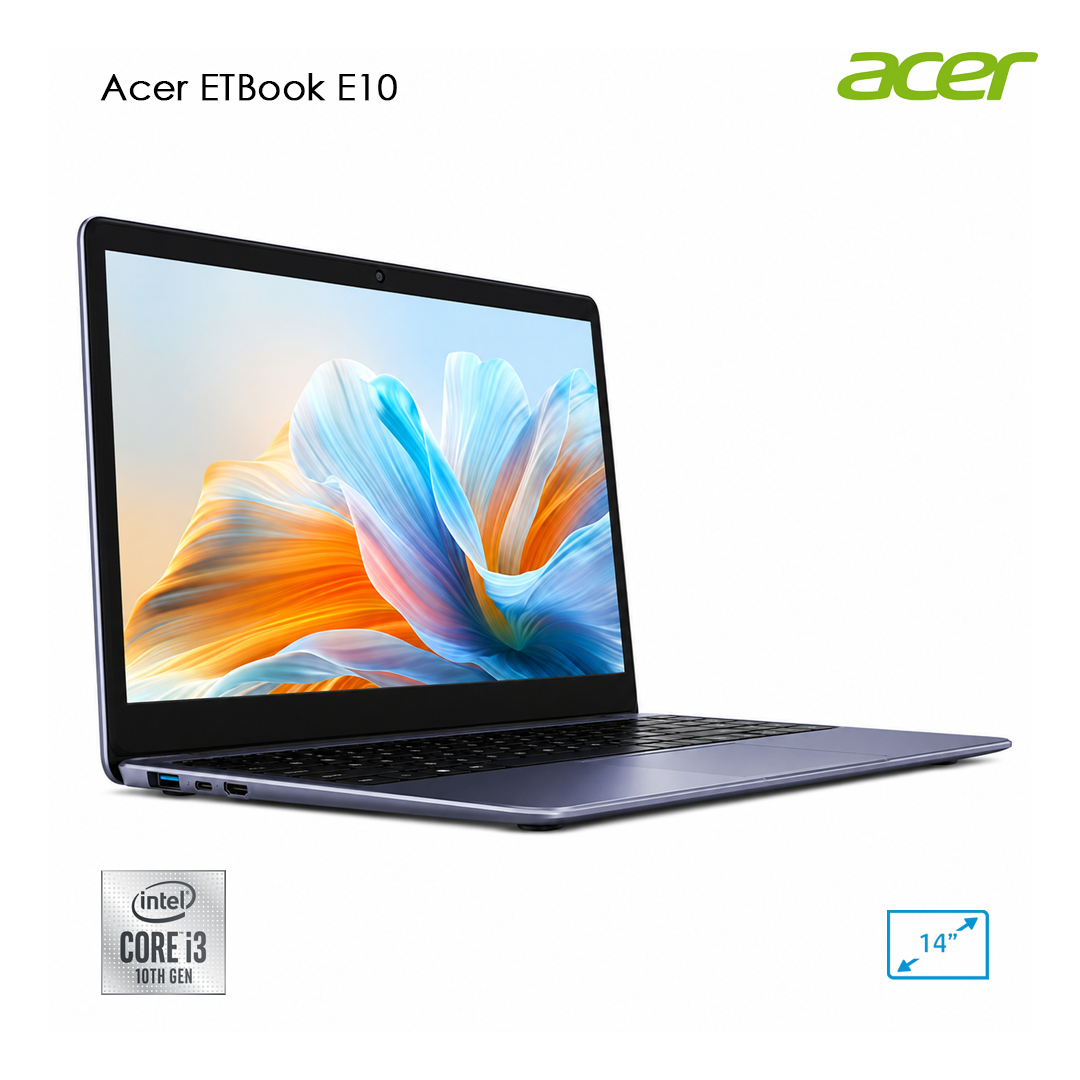 Acer ETBook E10 – Intel Core i3 | 8GB RAM | SSD 256GB | Intel UHD Graphics 615 | Écran 14″