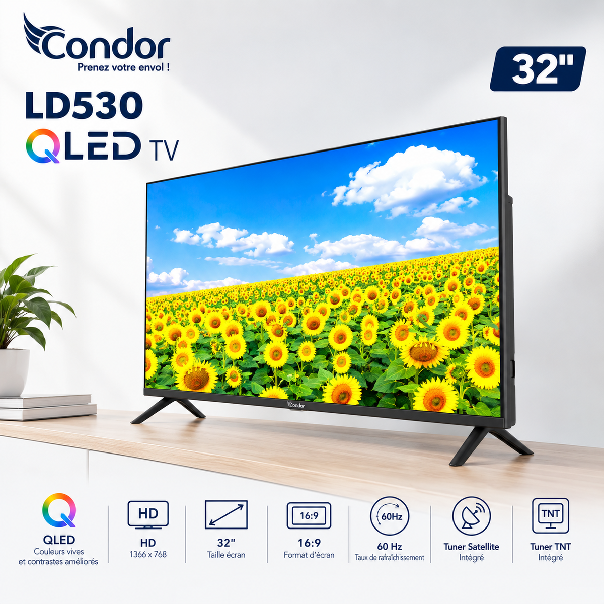 TV Condor LD530 32" QLED HD Frameless