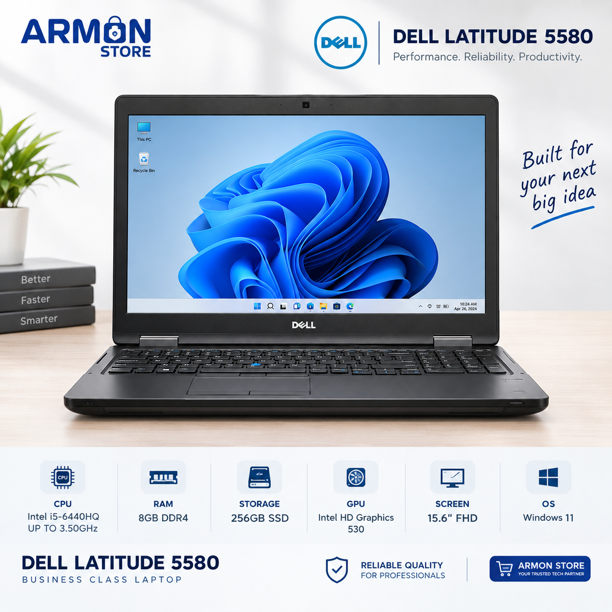 Dell Latitude 5580 – Intel® Core™ i5-6440HQ / RAM 8GB/16GB / SSD 256GB/512GB / Écran 15.6″ / Occasion Garantie