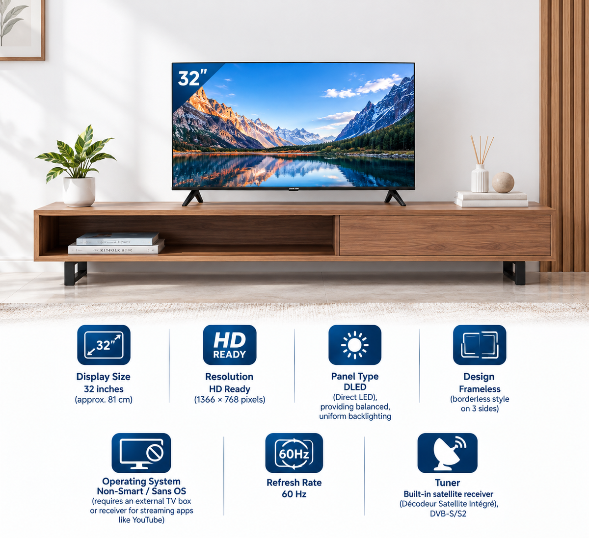 TV CRISTOR 32" HD FRAMELESS/SERIE M4
