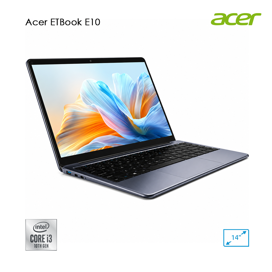 Acer ETBook E10 – Intel Core i3 | 8GB RAM | SSD 256GB | Intel UHD Graphics 615 | Écran 14″