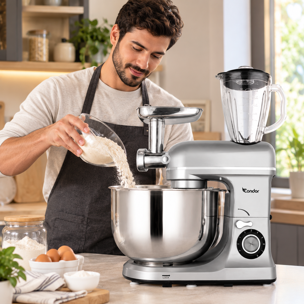 Condor – PT-PXM2G – Pétrin Power Mix Multi Fonction - Cuve Inox 8 L et Double Crochet