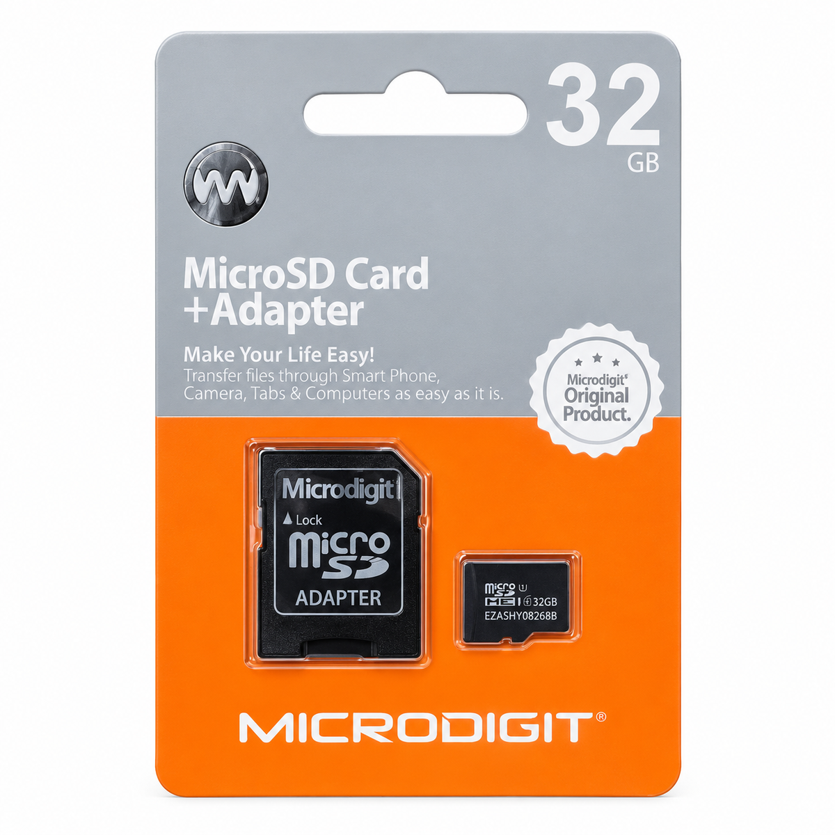 Carte Mémoire Micro SD MICRODIGIT 32GB + Adaptateur