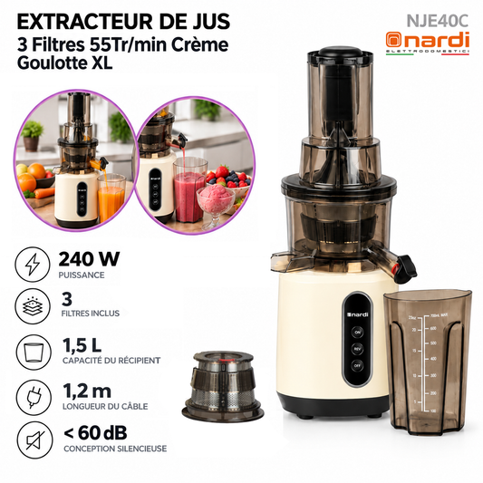 Nardi – Extracteur de Jus à Vis NJE40C – Goulotte XL