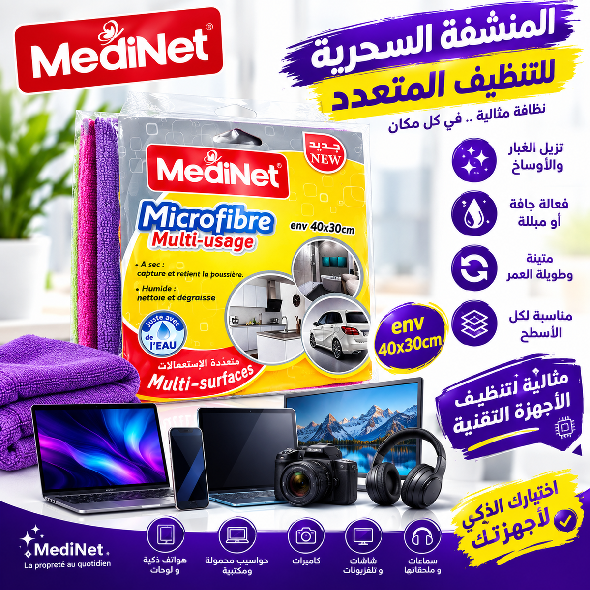 Chiffon Microfibre MediNet Multi-Usages 40x30cm