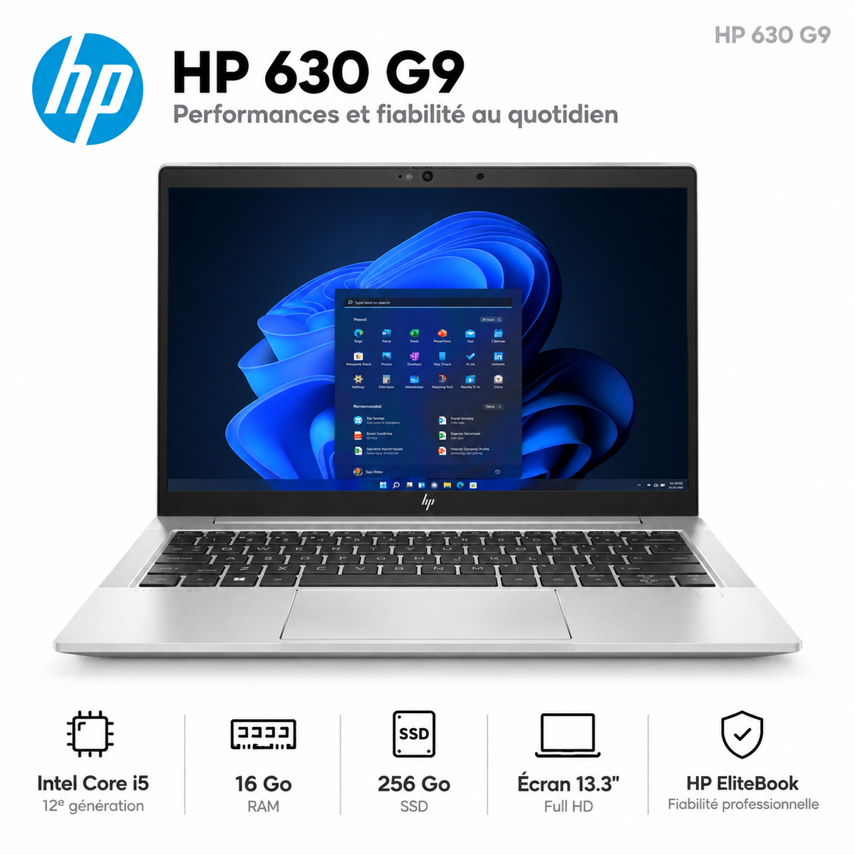 HP ProBook 630 G9 – Intel® Core™ i5-1235U - RAM 8GB - SSD 256GB - Ecran 13.3″ Full HD - Utilisé – Excellent État