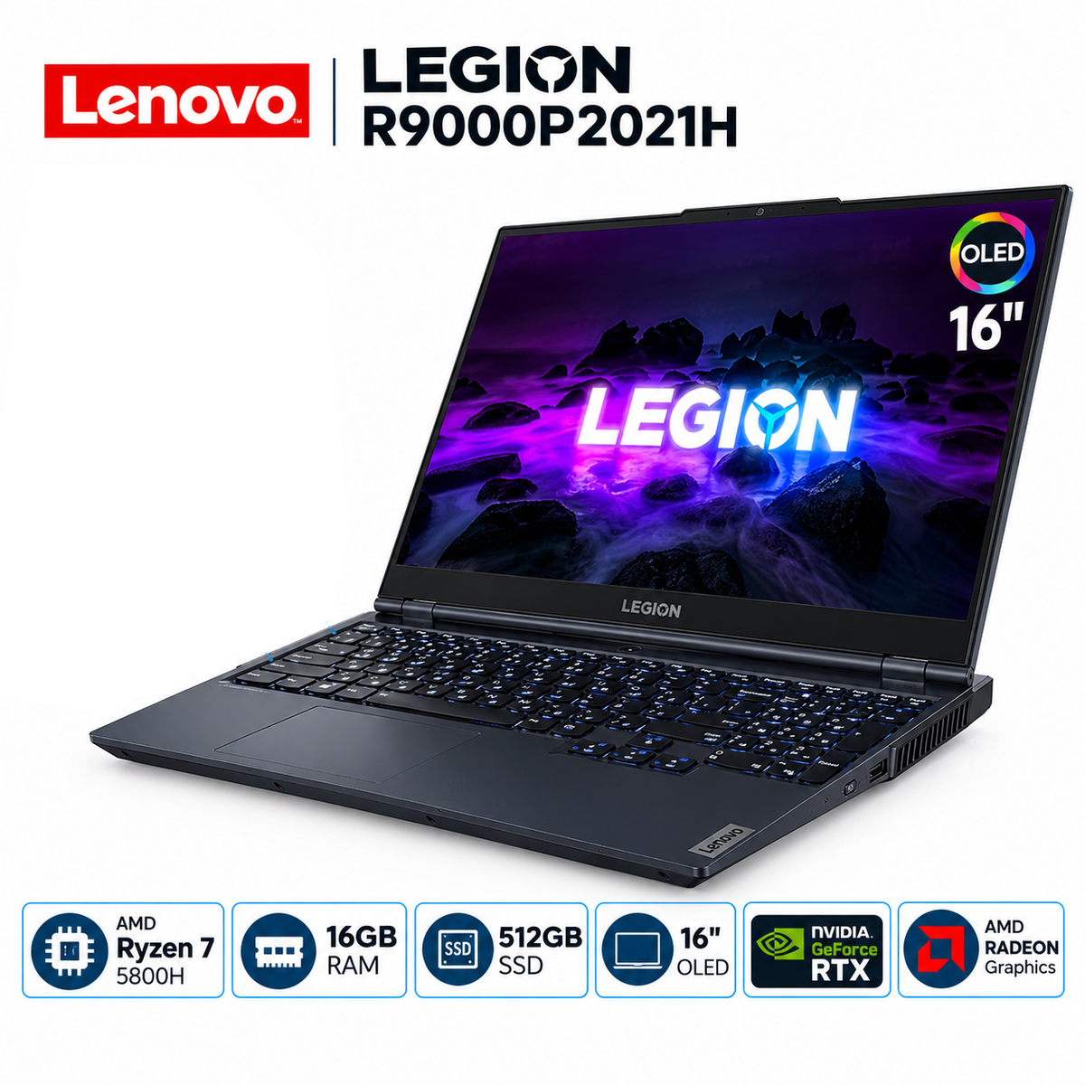 Lenovo Legion R9000P2021H – AMD Ryzen 7 5800H - 16GB RAM - SSD 512GB - Écran 16" - État Excellent
