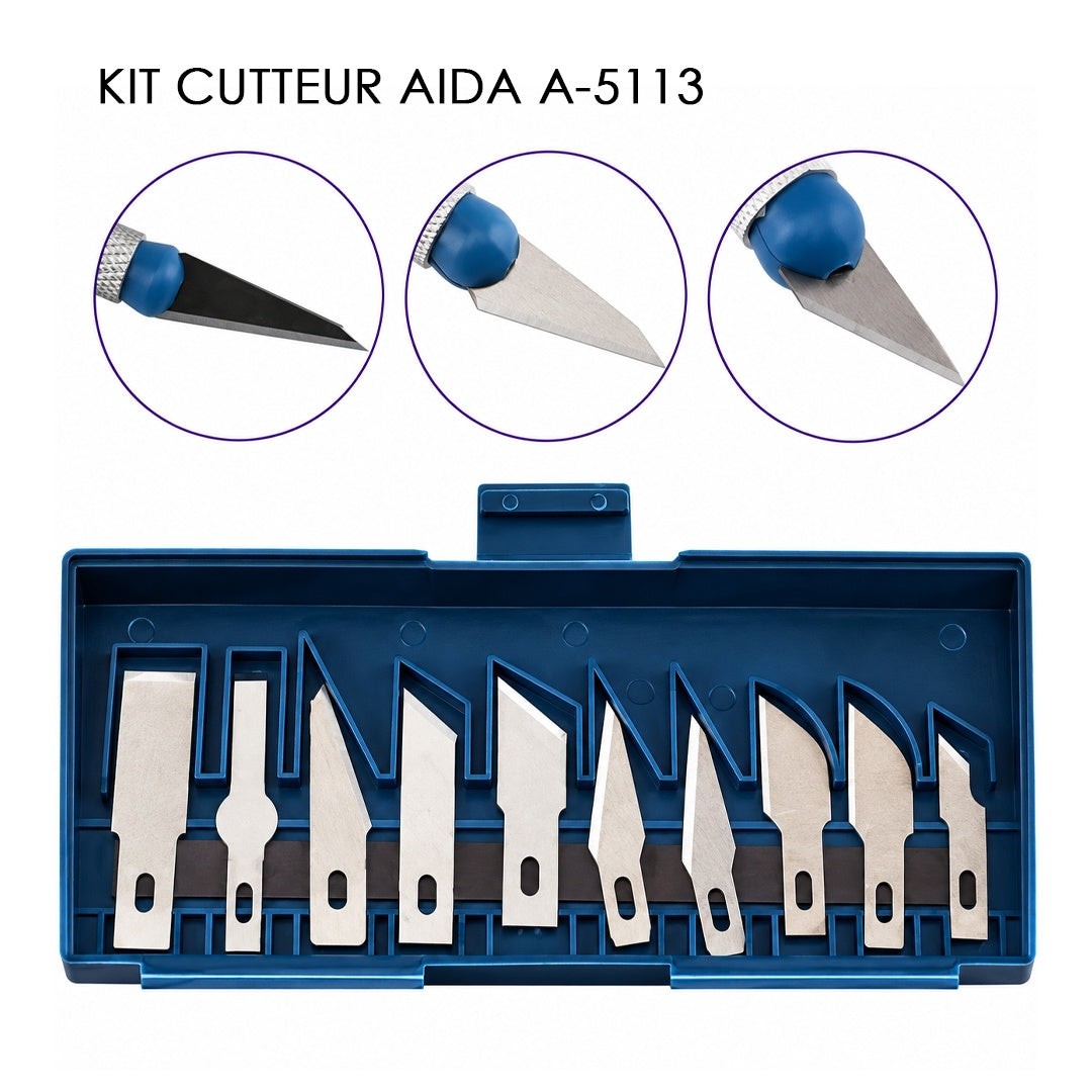 Kit Cutteur de Précision AIDA A-5113 - 13 Pieces avec Etui
